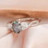 Trouwringen Huitan Prachtige Ovale Veelkleurige Zirconia Ring Voor Vrouwen Anniversary Gift Temperament Dame Sieraden