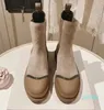 Bottes Chelsea en cuir pour femmes, chaussures courtes à talons bas, robustes, marques de créateurs de luxe, chaussures d'usine