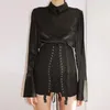 Юбки, винтажная черная юбка на шнуровке, готическая панк-металлическая лоскутная юбка с высокой талией, 2023, женская уличная одежда, облегающая повязка с люверсами