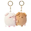 Plush Keychains 2pcs Plush Magnetic Couple Pig Keychain Cute Creative Plush Toy Kawaii Girl Holiday Gift Personalized Magnet Backpack Pendant 230927