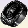 Size 713 Men Stainless Steel Retro Black Big Ring Motorcycle Pattern Finger Jewelry Hip Fashion Male Hand Jewelry Waterproof And 5715812