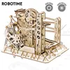 Elektrik/RC Track Robotime Rokr 4 Tür Mermer Run Diy Su Çeken Ahşap Model Yapı Taş Kitleri Montaj Oyuncak Hediyesi Çocuklar İçin Yetişkin Dropship 230928