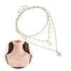 Choker Trendy Pearl Necklace Star Pendant Layering Halsband smycken