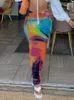 Spódnice dziwne puss kolorowy nadruk maxi gradient chudy stretch vintage letnie letnie dzikie ulicy swobodne eleganckie dno dziewczyny