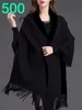 Szaliki czarny szary plus rozmiar zużycie zimowe dzianiny poncho kobiety solidne design płaszcz Kobiet długi rękawy batwing płaszcz vintage szal 230927