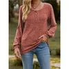 Dames T-shirt Dames Pullover Top Ronde hals Pit Gestreept Effen Knoop T-shirt met lange mouwen 230927