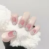 Valse nagels Vierkante kop Franse nep Afneembare Draagbare manicure Volledige dekking Nagel Middellange tips Meisje