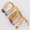 Mélanger les couleurs strass nez goujons vis anneau os barre corps Piercing bijoux or argent nez Pin260H