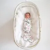 Decken 2 Stück Born Floral Swaddle Wrap Stirnband Set Baby Baumwolle Empfangsdecke Schlafsack Haarband Bettwäsche