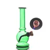 Wholesale colorful MINI Green Hookah Cheap Travel glass water dab rig bong with metal tobacco smoking bowl xmas gift
