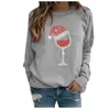 Mulheres Camisetas Natal Impressão Vermelho Mulheres T-shirt Pulôver Solto Casual Manga Comprida Sweatershirt O Pescoço Tops Blusa Streetwear Roupas