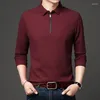 Polos pour hommes Polo à col à glissière pour hommes à manches longues automne solide T homme style coréen coupe ample vêtements 2023 hauts