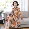 Abiti Casual Primavera Autunno Coreano 5XL Stampa floreale Cintura Abito in chiffon Donna Manica lunga Vestido Moda elegante Veste Femme