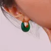 Stud Multiple Colors Year Jewellery Acrylic White Clear Green Burgundy Small Round Fat Stainless Steel Hoop Earrings For Women 230927