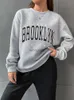 نساء 1898 New York Brooklyn Womenshirt Sweatshirt الأكمام الطويلة O-Neck Hoodie غير الرسمي المريح Pullover Fashion Top Exply Clothes YQ230928