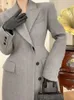 Women's Wool Blends Grey Woolen Coat Womens Winter French Style High Grade Long Woolen Coat Coats and Jackets Women Winter Women Coat Warm 230927