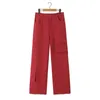 Pantaloni autunno di buona qualità da donna taglie forti cargo dritto abbigliamento casual pantaloni a lunghezza intera in cotone lavato sabbia rossa