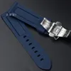 Pulseiras de relógio para panerai 24mm fivela 22mm masculino preto mergulho pulseiras de borracha de silicone preto vermelho pulseira fivela275y