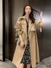 Women's Trench Coats Lapel Women Trench Coat Topcoat Double-breasted Casual Coat Pure Color Autumn Winter Overgarment Waistband Windbreak Jacket 230927