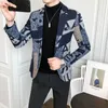 Men's Wool Blends Retro Blazer for Fallwinter Men Letter Printed Slim Business Party Prom Fashion Jacket Clothing 230927