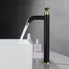 Bathroom Sink Faucets Black Golden Tall Basin Faucet Single Cold Stainless Steel Washbasin Water Tap Cabinet Vessel One Hole G1/2