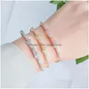 Charme Pulseiras Junzi Espumante Zircônia Pequeno Arco Pulseira Para Mulheres Moda Simples Sier Cor Cristal Ajustável Jóias Drop Delive Dhicu