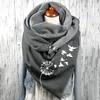 Hoeden Sjaals Handschoenensets Winter Voor Dames Mode Sjaal Dames Luxe Vintage Paardebloem Afdrukken Knop Zachte omslag Casual Warme sjaals