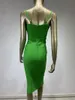 Vestidos casuais celebridade mulheres verão sexy sem mangas backless verde midi bodycon bandage vestido 2023 elegante noite clube festa