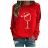 Mulheres Camisetas Natal Impressão Vermelho Mulheres T-shirt Pulôver Solto Casual Manga Comprida Sweatershirt O Pescoço Tops Blusa Streetwear Roupas