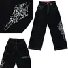 Jeans da uomo Y2k Jeans Uomo Harajuku Hip Hop Retro Skull Graphic Jeans larghi Pantaloni neri Pantaloni larghi oversize gotici Streetwear 230927