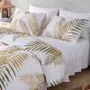 Sängkläder sätter dubbeluppsättning Single Däcke Gold 2 Twin Quilt Pillowcases Queen Modern Print Soft Comant Style King 230927