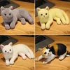 Plush Dolls INS Lifelike Real Prone Cat Plush Doll Stuffed Pure Colors Grey White Yellow Kitten Toy Pets Animal Kids Gift 230927