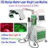 10D Maxlipo Master Laser Anti Cellulite Machine Röd grönt ljus Kall laserterapi Fett Lös Lipolaser Slimming Beauty Equipment med 4 EMS Cryo -plattor