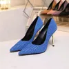 Escarpins de marque de luxe pour femmes, chaussures de marche classiques avec Logo, talons aiguilles pointus de 10.5cm, taille 35-42