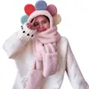 Ensemble de chapeaux, écharpes et gants pour femmes, vêtements 3 en 1, écharpe à capuche multifonctionnelle avec mitaines, casquette en peluche colorée pour l'hiver