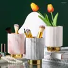 Mugs Modern Luxury Marble Ceramic Storage Cup Holder In Gold Rim Elegant Decorative Makeup Brush Pencil Flower Container Table Decor