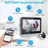 ドアベルAWAPOW WIFI PEEPHOLE DOORBELLカメラ1080PスマートホームTUYA PIRモーション検出デジタルドアビュー