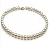 Charmant collier de perles AKoya blanches naturelles, 8-9mm, 18 pouces, fermoir en or 14 carats, 177y