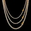 3mm 4mm 5mm 6mm Iced Out 1 Row Tennis Chain Hip Hop Jewelry Gold Silver Copper Material Men CZ Necklace291T