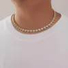 Hip Hop Gold Chain Copper Set med Zircon 8mm hjärtformad tenniskedjan Parhalsband Julgåva315n