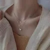 Pendentif Colliers Collier papillon brillant exquis double couche clavicule chaîne bijoux pour dames cadeau doux couleur argent coréen
