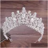 Conjuntos de jóias Kmvexo Barroco Crystal Water Drop Bridal Tiaras Crown Colar Brincos Noiva Dubai Set 221109 Entrega Dh7ot