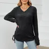 Damenblusen, weiche Woll-Rippstrick-Henley-Shirts, T-Shirt, elegante Damen-Pullover mit langen Ärmeln und V-Ausschnitt, Winter, warmes Unterhemd, sexy Bluse