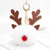 Keychains Creative Christmas Deer Hairball Keychain Bag Pendant Lucky Car Phone