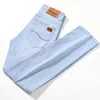 Herrtröjor tröjor märke mäns tunna jeans Sommarstil Business Slim Fit Elastic Classic Style Trousers Sky Blue Pants Man Size 40 230927