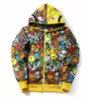 NYA A BATHING B APE HÄRDER HOUDIES Höst och vinter Newshark Graffiti Cartoon Thin Hoodie Casual Thin Hooded Jacket