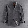 Мужские повседневные рубашки, модные 2023, мужские вельветовые рубашки в стиле пэчворк, пальто в стиле ретро с длинным рукавом и нагрудным карманом на пуговицах