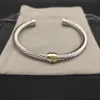 designer DY cable bracelet twisted bracelets silver jewelry for men women gold Pearl head diamond stone Cuff bangle luxury jewelrys party wedding gift