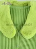Pulls pour femmes Artsu Cardigans tricotés côtelés Pulls avec col de fourrure à manches longues Slim Automne Hiver Jumpers Femmes Tricots Chic 42015 J230928