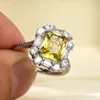 Cluster Rings 18K Gold Ring Yellow Main Stone Mosang Diamond D Color VVS1 Women's Wedding/Engagement/Anniversary/Party/Valentine's Gift